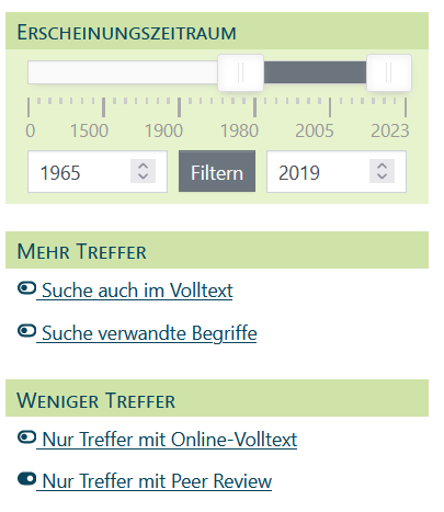 Facette Peer Review im Katalog der UB Wuppertal