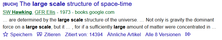 Zitation von Werk von Stephen Hawking bei Google Scholar