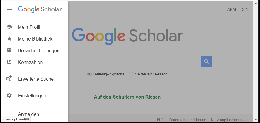 Suchmaske Google Scholar
