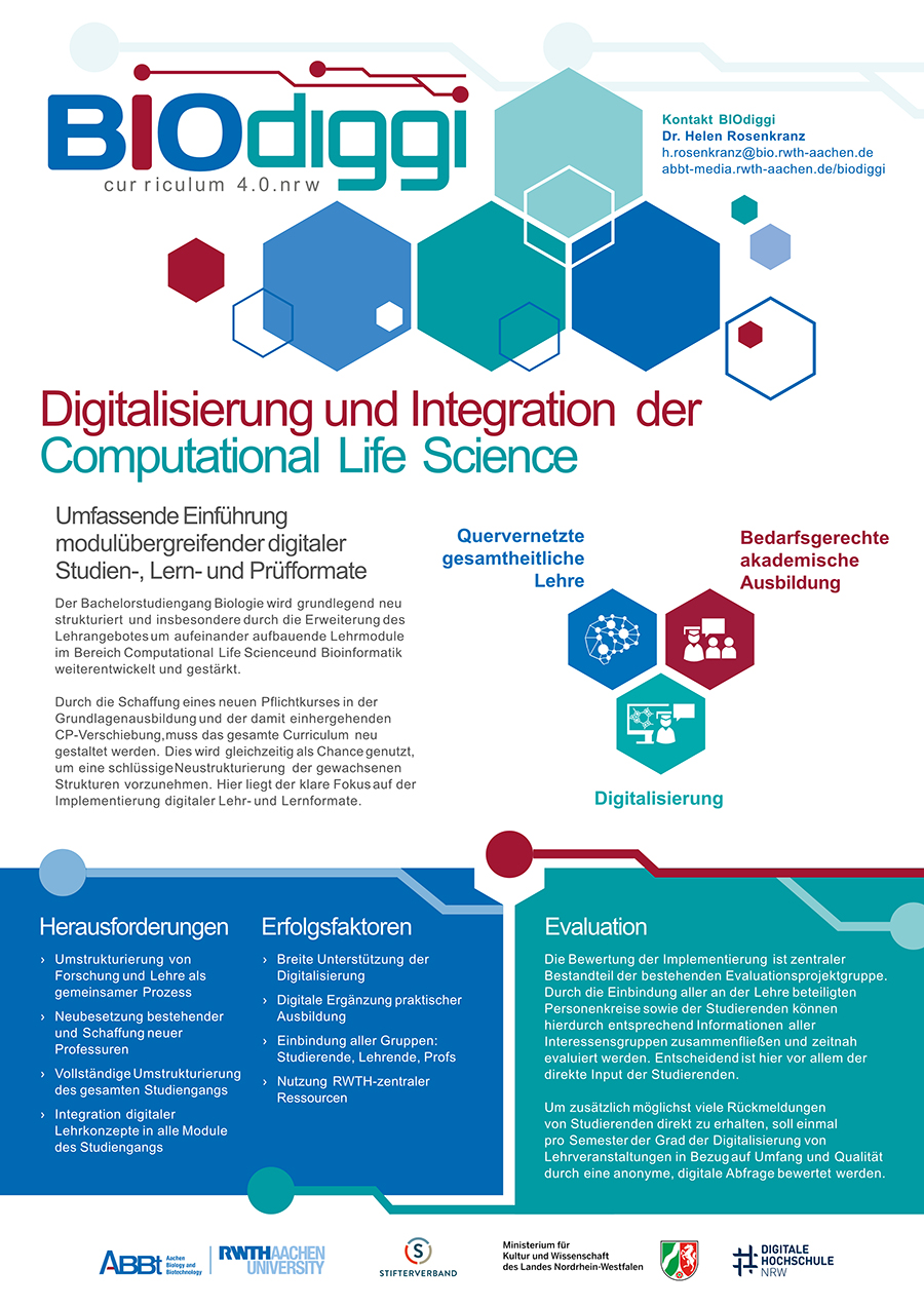 Poster Projekt BIOdiggi curriculum 4.0.nrw - Digitalisierung u. Integration der Computational Life Science