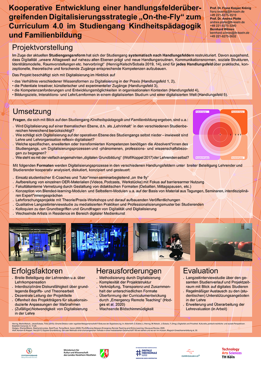 Poster Projekt Kooperative Entwicklung einer handlungsübergreifenden Digitalisierungsstrategie on-the-Fly zum Curriculum 4.0 im Studiengang Kindheitspädagogik und Familienbildung