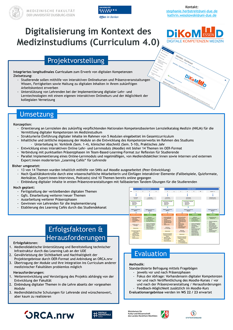 Poster Projekt DiKoMed - Digitalisierung im Kontext des Medizinstudiums (Curriculum 4.0) 