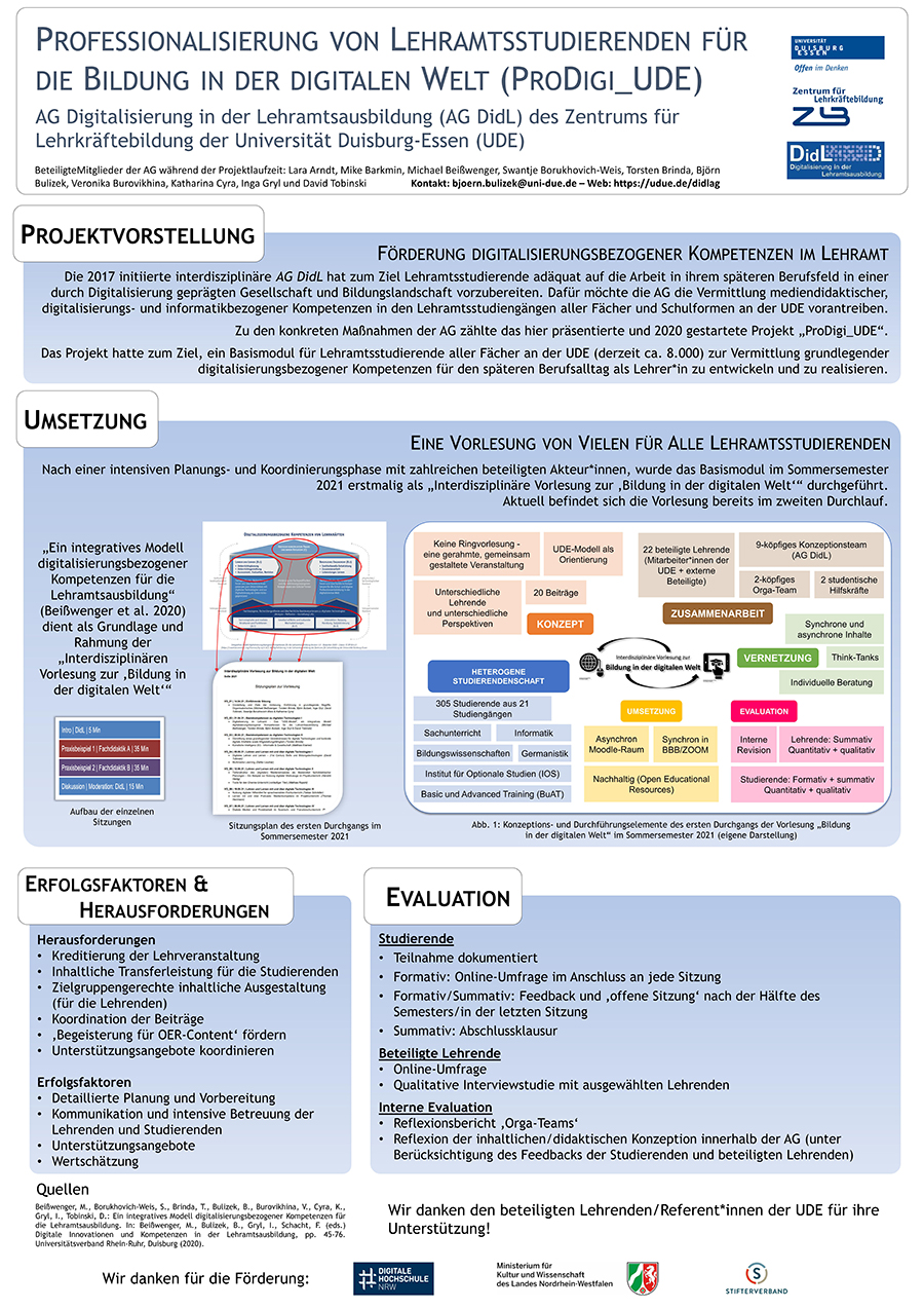 Poster Projekt ProDigi_UDE - Professionalisierung von Lehramtsstudierenden für die Bildung in der digitalen Welt