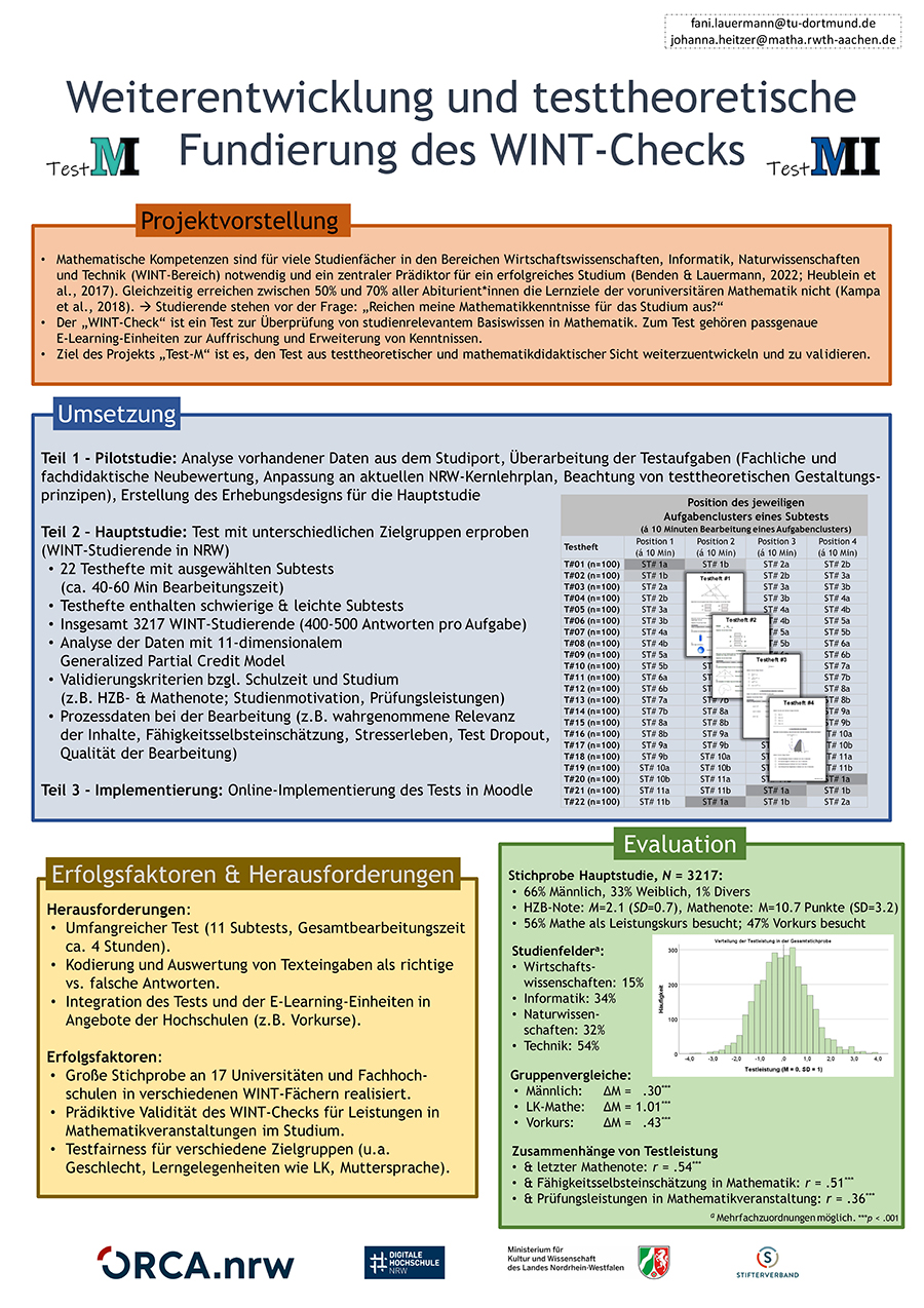 Poster Projekt TestM - Weiterentwicklung und testtheoretische Fundierung des WINT-Checks