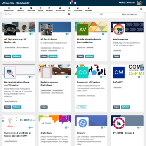 Screenshot der Orca Webseite zum Thema humhub_COMM