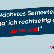 Postkarte mit der Aufschrift "Nächstes Semester fang' ich rechtzeitig an zu lernen!" und ORCA.nrw Logo