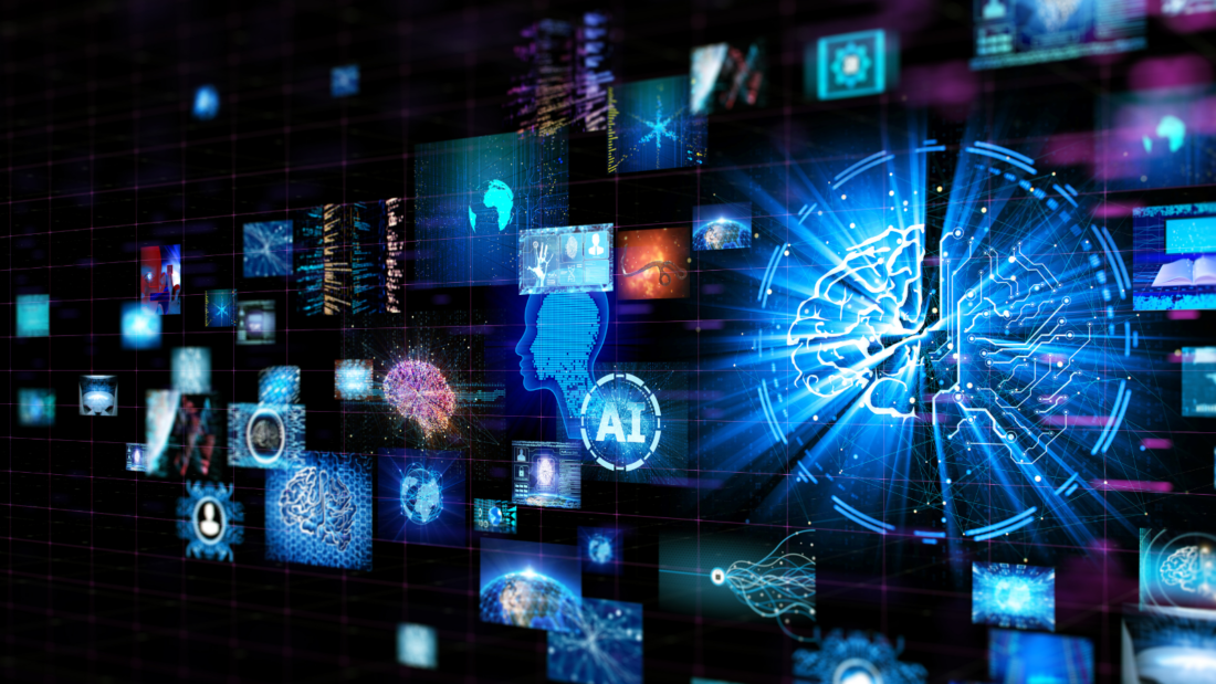Abbildung diverser digitaler Technologien wie Smartphones, Computer und andere elektronische Geräte