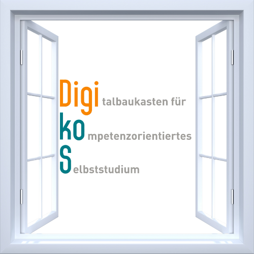 Zu sehen ist ein geöffnetes weißes Fenster. Durch die Öffnung ist das Logo von Digikos zu sehen.