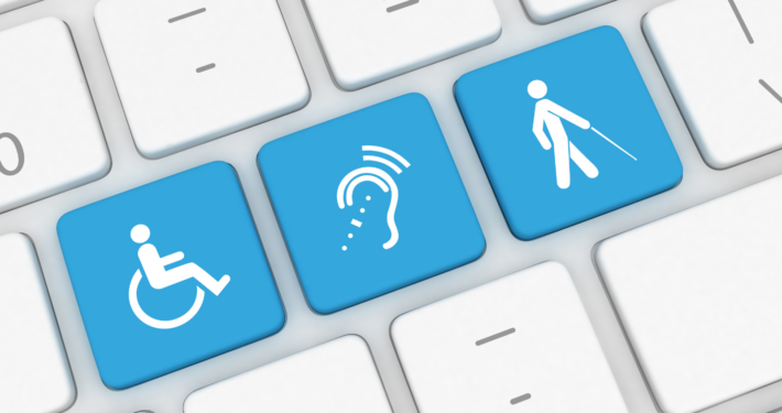 Tastatur mit drei besonderen Tasten, die auf den Global Accessibility Awareness Day aufmerksam machen