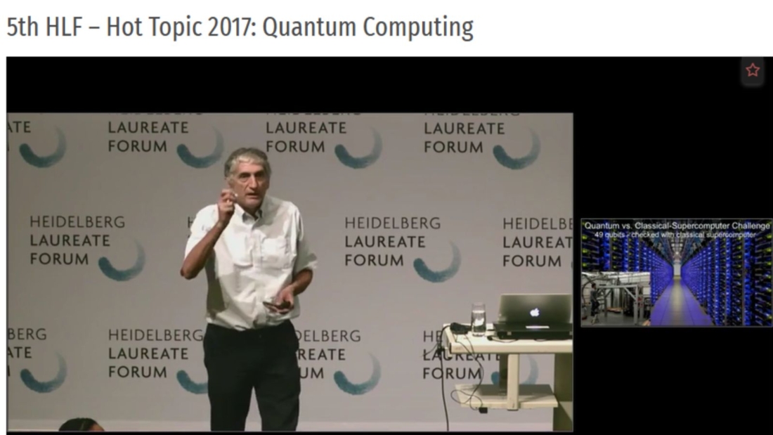 Screenshot von John Martinis Input beim Heidelberg Laurete Forum