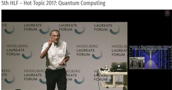 Screenshot von John Martinis Input beim Heidelberg Laurete Forum