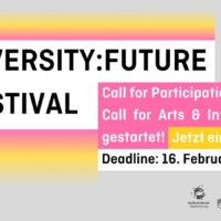 Grafik mit Aufruf, am Call for Participation fürs U:FF 2026 teilzunehmen. Deadline: 16. Februar 2026