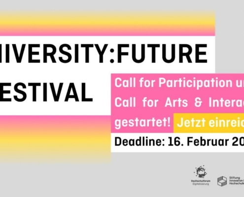 Grafik mit Aufruf, am Call for Participation fürs U:FF 2026 teilzunehmen. Deadline: 16. Februar 2026