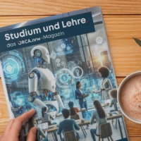 ORCA.nrw-Magazin auf einem Tisch, daneben steht ein Kaffee